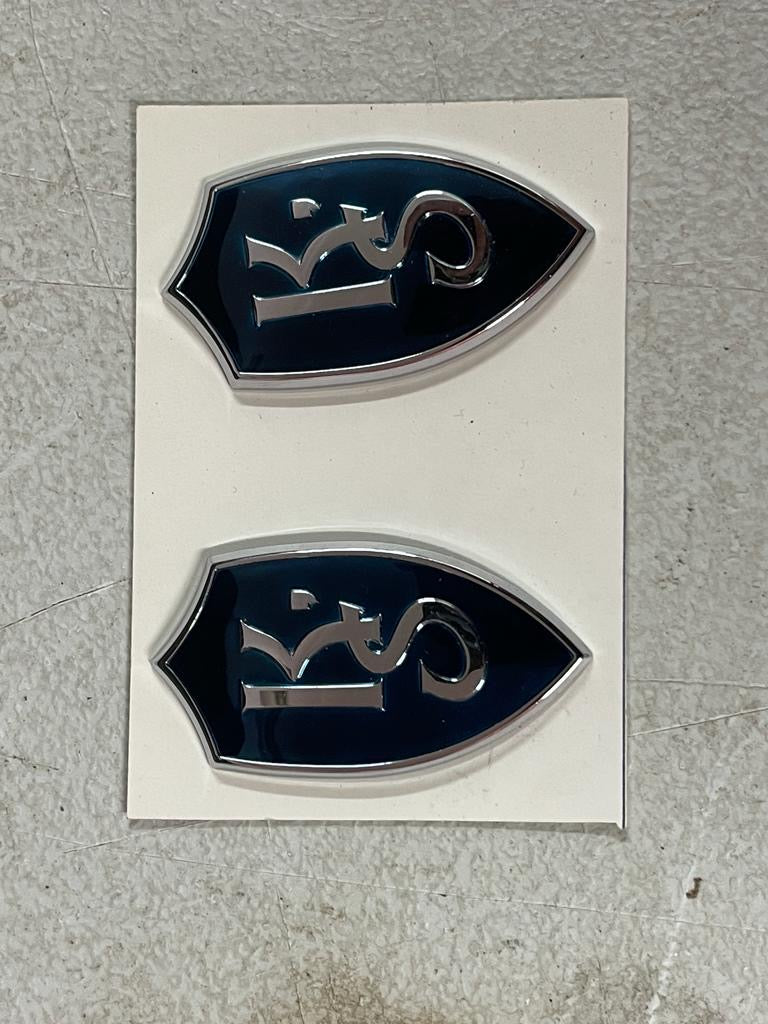 S14 Kouki K's OEM REAR QUARTER FENDER BADGES (Blue & Chrome)       Sold in pairs (used)