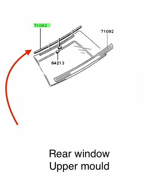 Mitsubishi Lancer Evo 1-2-3 genuine rear window upper mould (brandnew)