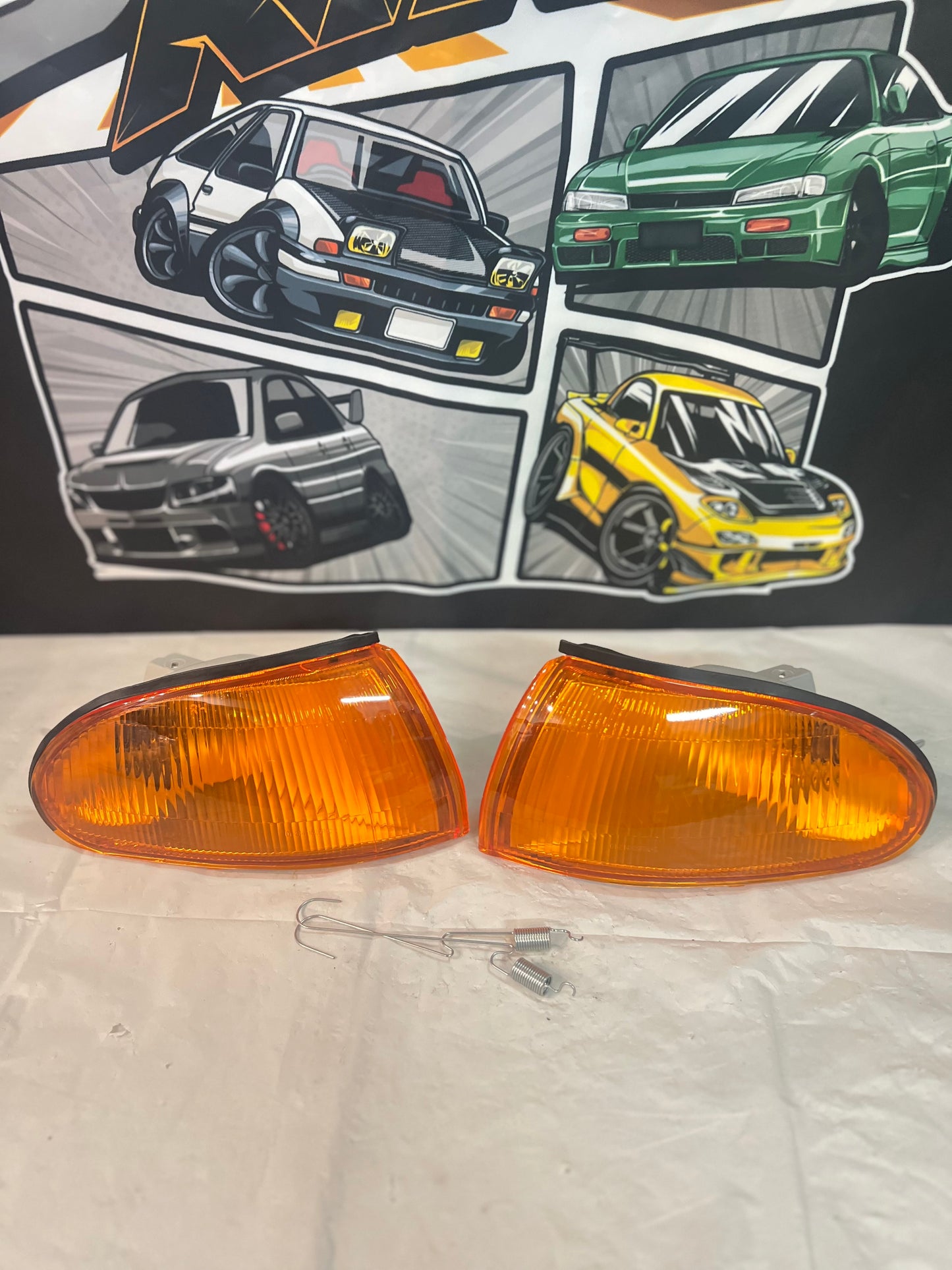 Mitsubishi Lancer Evo 1-2-3 indicators (aftermarket) brand new. Include spring attachment.