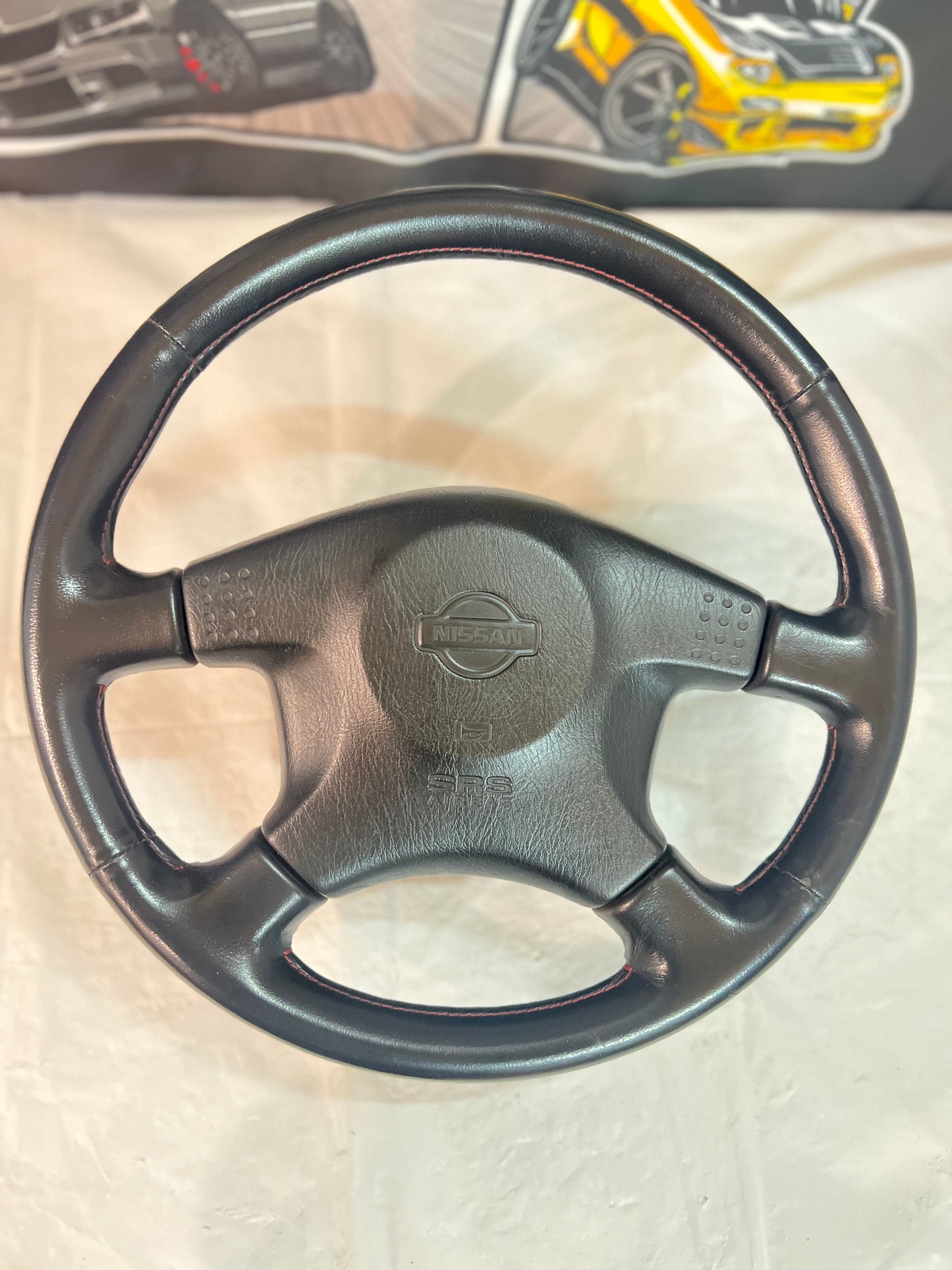 Nissan Skyline BCNR33 R33 GTR SERIES 3 OEM Steering Wheel + Air Bag (red stitch) (A)