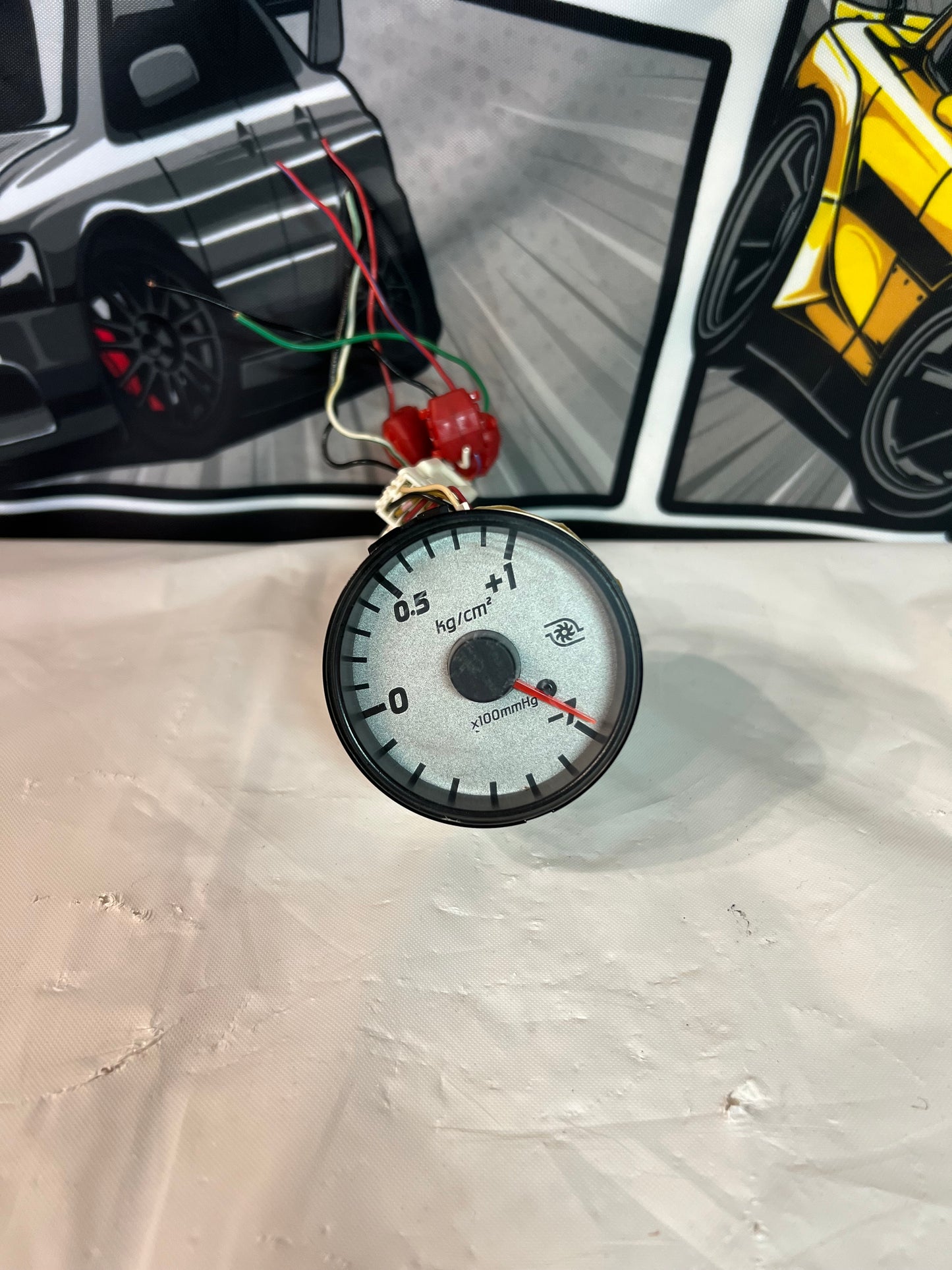 Nissan S15 Silvia OEM option B boost gauge with interior loom plug.