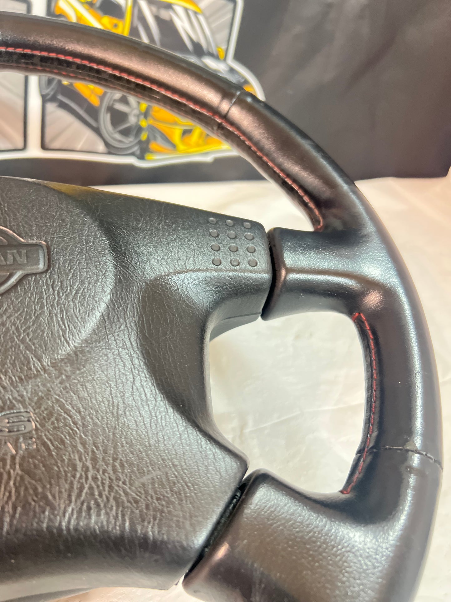 Nissan Skyline BCNR33 R33 GTR SERIES 3 OEM Steering Wheel + Air Bag (red stitch) (A)