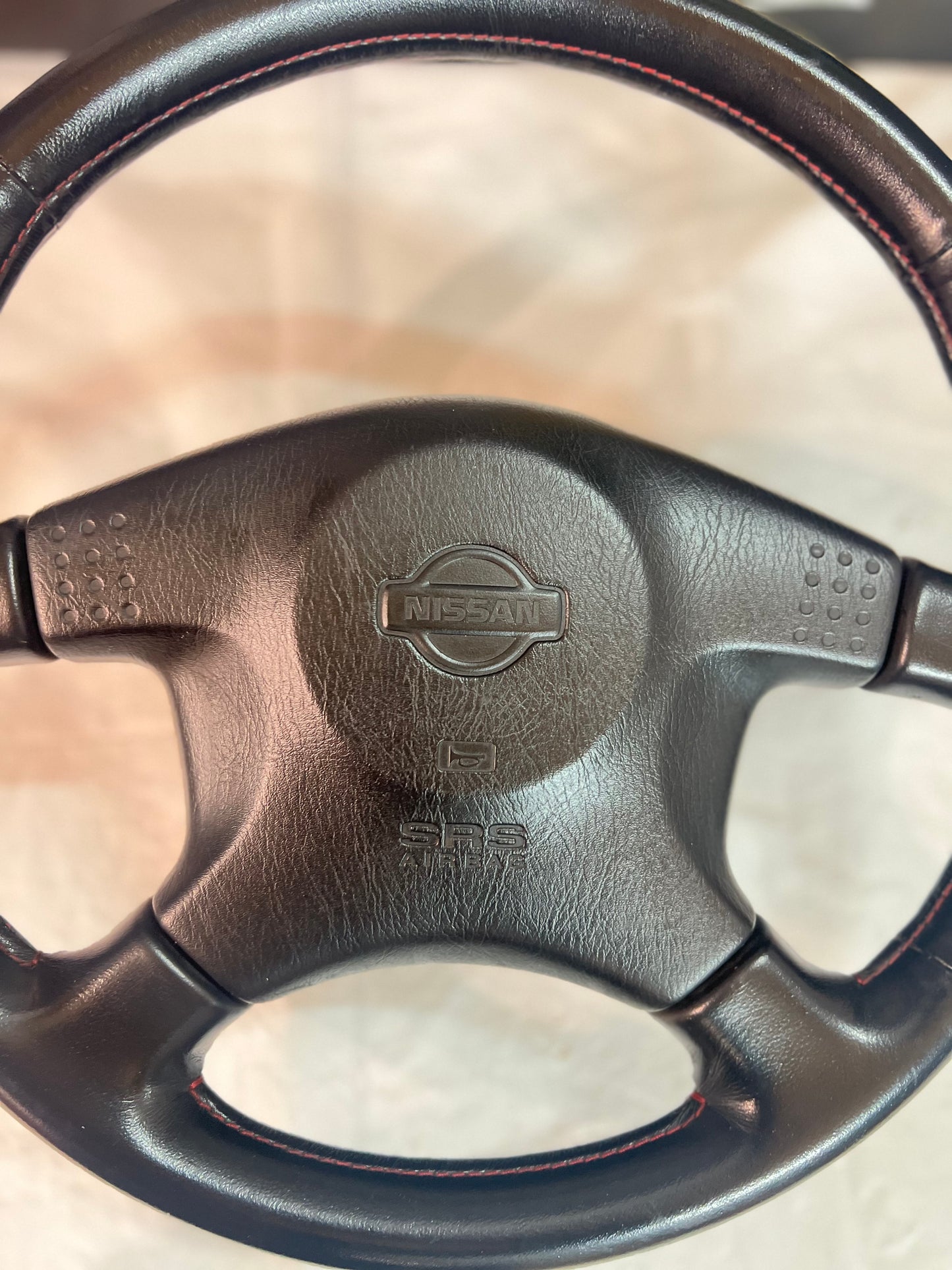 Nissan Skyline BCNR33 R33 GTR SERIES 3 OEM Steering Wheel + Air Bag (red stitch) (A)