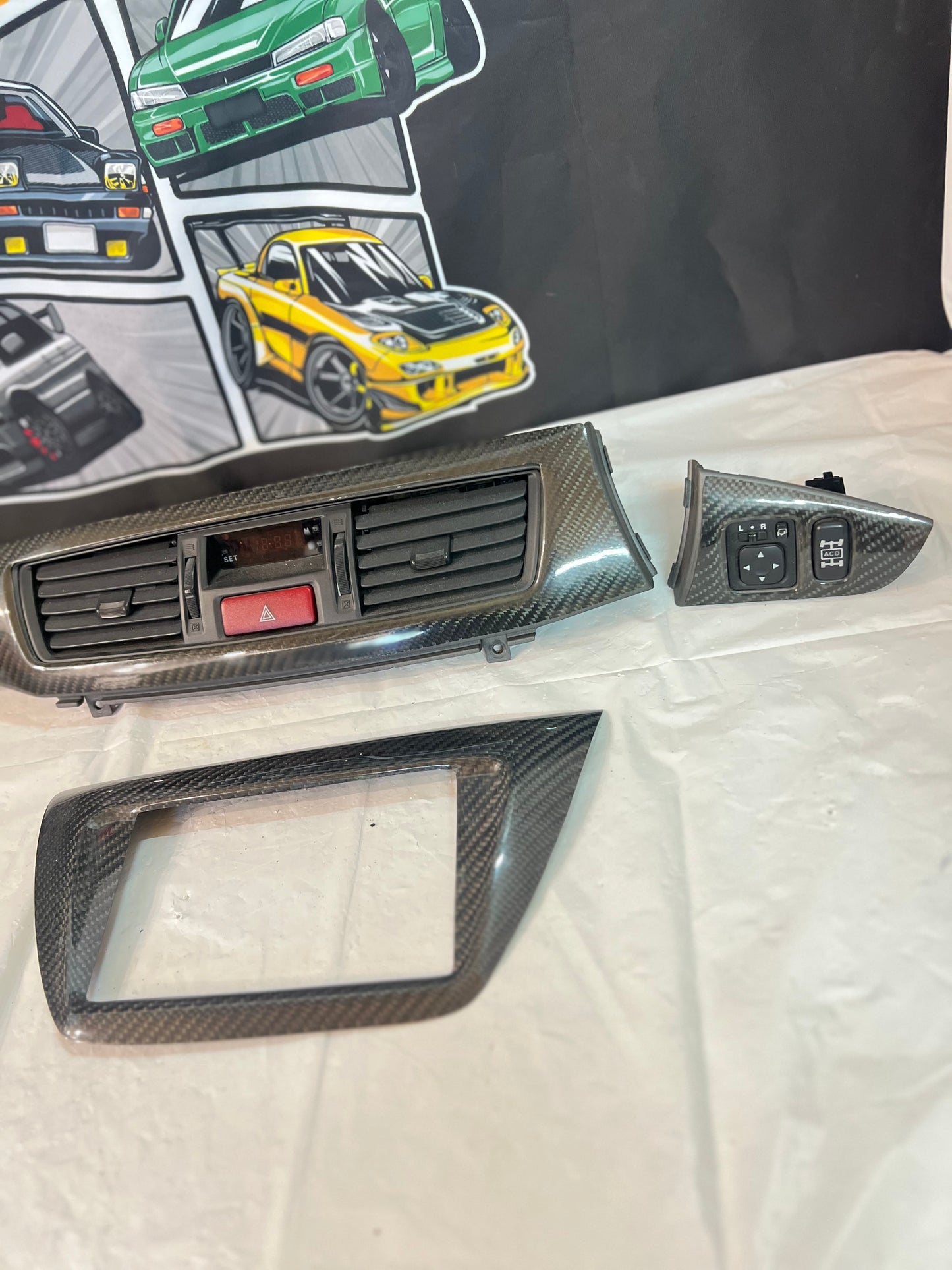 Mitsubishi Lancer Evolution 7/8/9 carbon dash inserts + fascia set (B)