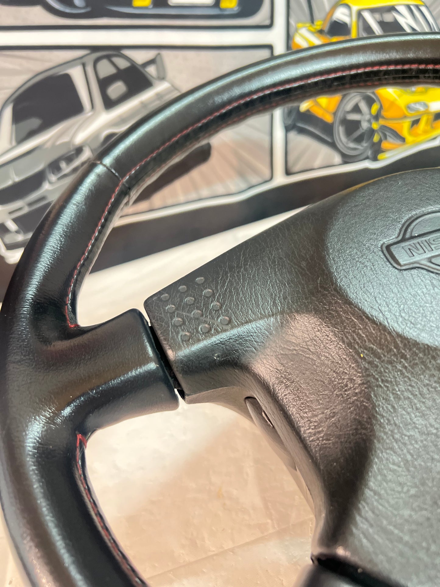 Nissan Skyline BCNR33 R33 GTR SERIES 3 OEM Steering Wheel + Air Bag (red stitch) (A)