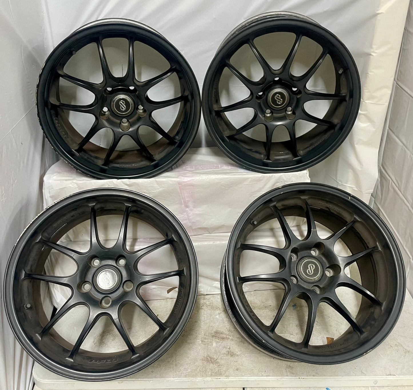 ENKEI PF01 WHEELS GENUINE SET 17x9 +35 (USED) 5x114.3